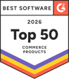 G2 badge - Top 50 commerce products