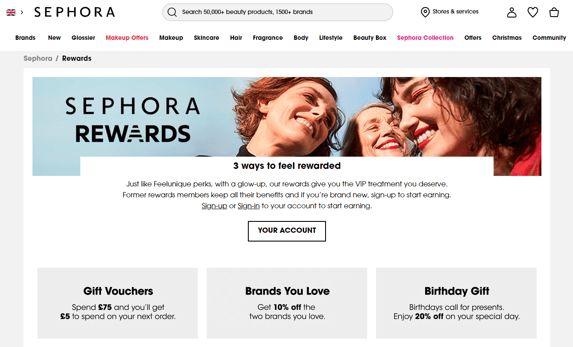 Sephora homepage